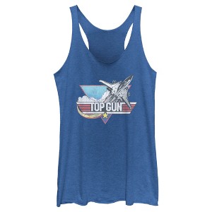 Women's Top Gun Distressed Fighter Jet Logo Racerback Tank Top - 1 of 4