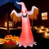 Tangkula 6FT Tall Halloween Inflatable Decoration Blow Up Fire Ghost Built-in Flame LED Light Self-inflate Ghost w/ Sandbags & Ropes & Ground Stakes - 2 of 4