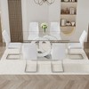 NicBex 63" Dining Table Set for 6 Rectangular Transprant Tempered Glass Dining Table with White MDF OC Bracket with 6 Chairs - 2 of 4