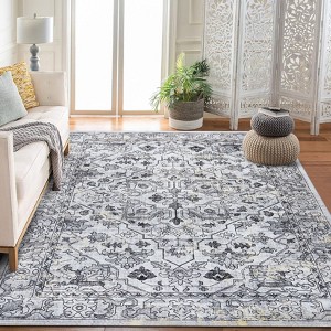 Oriental Washable Rugs for Living Room, Bedroom Area Rug Ultra-Thin Soft Non Slip Stain Resistant Vintage Throw Carpet - 1 of 4