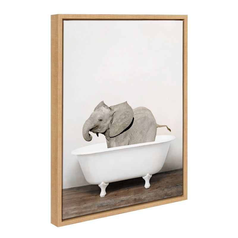 18" x 24" Sylvie Baby Elephant in The Tub Color Frame Canvas by Amy Peterson - Kate & Laurel All Things Decor, 1 of 8