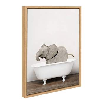 18" x 24" Sylvie Baby Elephant in The Tub Color Canvas by Amy Peterson Natural - Kate & Laurel All Things Decor