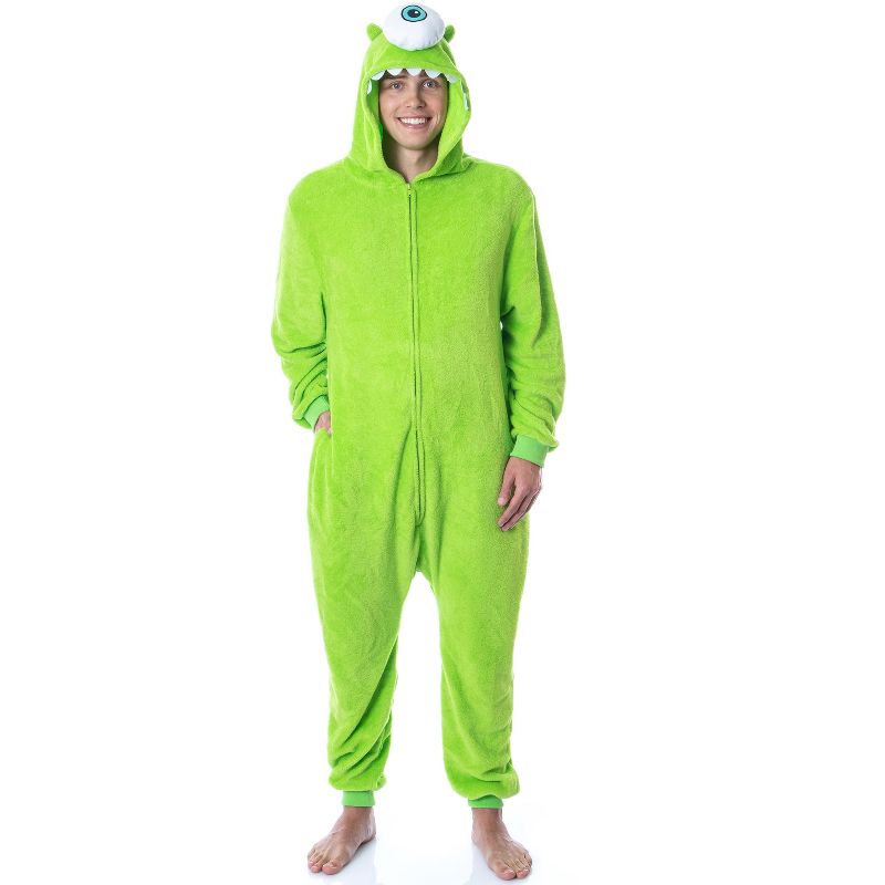 Disney Monsters Inc Adult Mike Wazowski Kigurumi Costume Union Suit Pajama Lime Green, 6 of 7