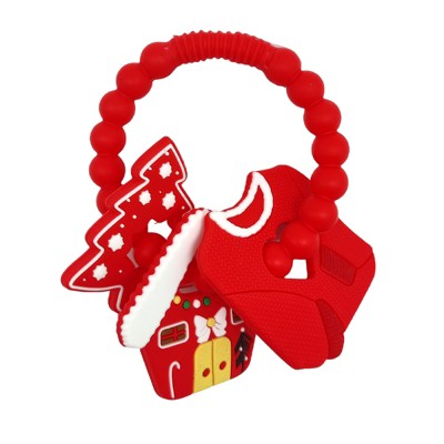 Silicone Christmas Teether Ring Toy for Baby, BPA Free Soothing Teething Relief Toy for Infant & Toddlers 0-12 Months, Perfect Christmas Gift for Baby