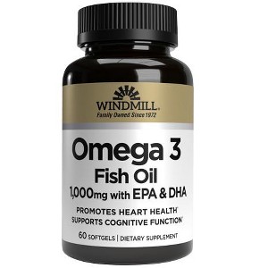 Windmill Omega 3, EPA + DHA Fish Oil 1000 mg - 60 Softgels - 1 of 3