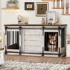 Erommy 62.5" Dog Crate Furniture, Dog Kennel TV Cabinet with Sliding Door, Heavy Duty Wooden Dog Cage for X-Large Dog - 2 of 4