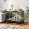 Dog Crate Furniture for Medium Dogs, 32.5" L x 21.9" W x 25.2" H Indoor Kennel with Double Doors, Wheels & Removable Tray - 2 of 4