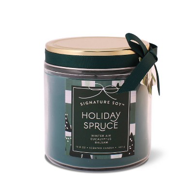 12.8oz Large Glass Jar Candle Holiday Spruce - Signature Soy