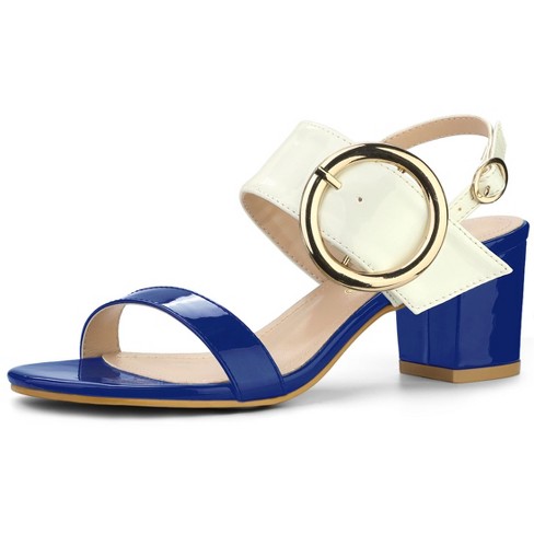 Allegra K Women's Slingback Block High Heel Sandals Blue White 6 : Target