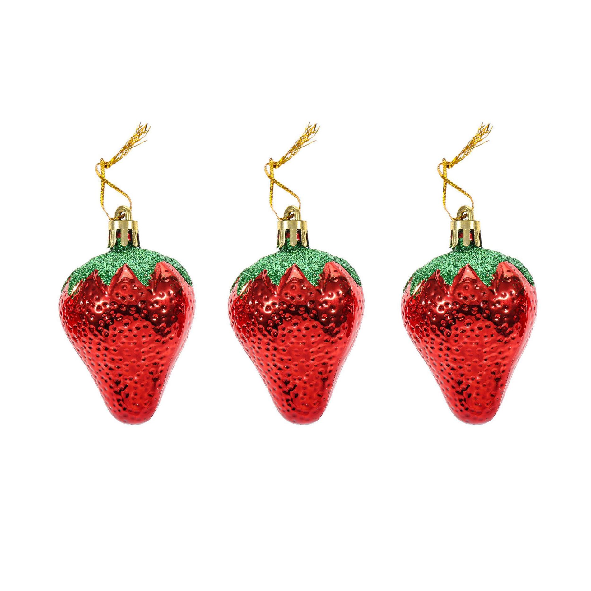 Gloria Duchin Set of 3 Strawberry Tree Ornaments