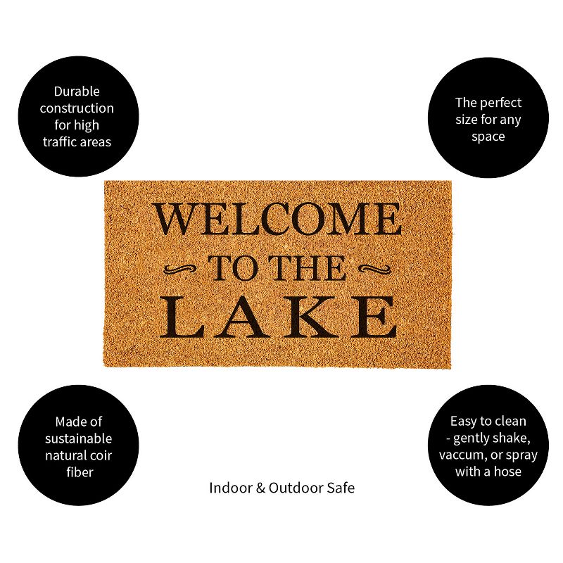 Evergreen 16 x 28 Inches Welcome to The Lake Door Mat | Non-Slip Rubber Backing | Dirt catching Natural Coir | Indoor and Outdoor Home Decor, 4 of 8