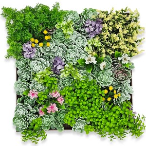 Modern Home 20" Square Vertical Hanging Artificial Succulent Wall Art - Wall Mount 3D Garden Greenery - 1 of 4