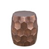 21" Height Aluminum Modern End Table with Hand-Hammered Hexagonal Pattern and Oval Base for Living Room - 4 of 4
