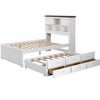 LOVMOR Solid Pine Bookcase Bed with Trundle Bed, Storage Headboard, 3 Spacious Under Bed Drawers, Easy Assembly - 3 of 4
