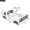 1PC Full Bed Frame, Pine Wood Car-Shaped Platform with Slats, No Mattress Included, Decorative Wheels Design - Baofuwish - 4 of 4