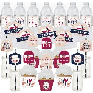 Big Dot of Happiness But First, Wine - Wine Tasting Party Favors and Cupcake Kit - Fabulous Favor Party Pack - 100 Pieces - 1 of 4