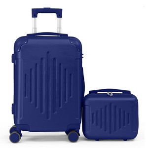Karl Home 2 Piece Set ABS Trolley Cases striped Pattern Luggage (12in   20in) Blue - 1 of 4