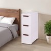 VECELO Narrow Bathroom Storage Cabinet, Mobile Plastic Slim Rolling Organizer Cart with Built-in 4 Wheels for Living Room or Bathroom, White - 2 of 4