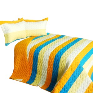 Slickblue Full/Queen Handmade Quilt Set Vermicelli-Quilted Patchwork Cozy Bedding Soft Multicolor 3 Pieces - 1 of 4