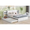 TiramisuBest Queen Size Storage Bed with Shelves and Trundle, White, Solid Wood+MDF - 4 of 4
