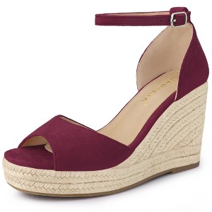 Allegra K Women's Ankle Strap Wedge Heel Open Toe Sandals - 1 of 4
