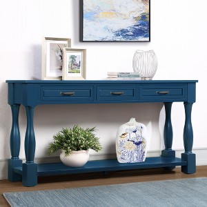 NicBex Console Table with 3 Drawers and 1 Bottom Shelf,Entryway Table with Wooden Legs,Mid-Century Couch Table for Living Room,Navy Blue - 1 of 4