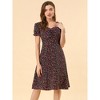 Allegra K Women's Floral Sweetheart Neck Smock Ruffle Print A-Line Dress - 2 of 4