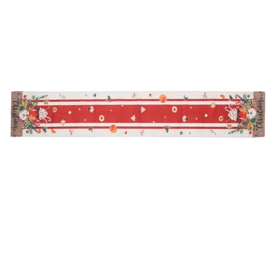 Unique Bargains Christmas Table Runner Mug with Candy Cane Linen Red Brown White 72"x13" 1 Pc