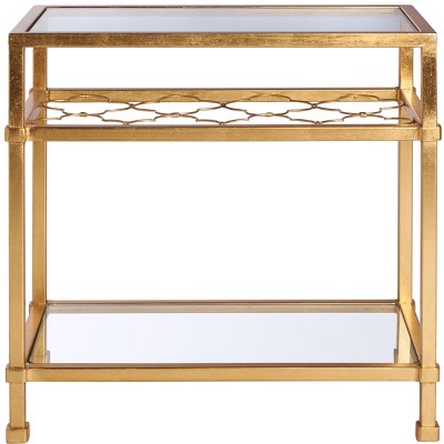 Hanzel Gold Leaf Glass Side Table - Gold - Safavieh