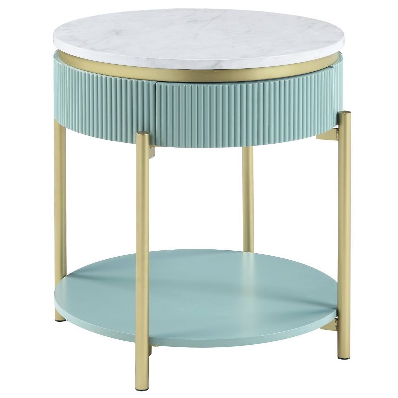 2pc Cartehena Faux Marble Coffee and End Table Set Light Teal Blue - HOMES: Inside + Out, 4 of 6