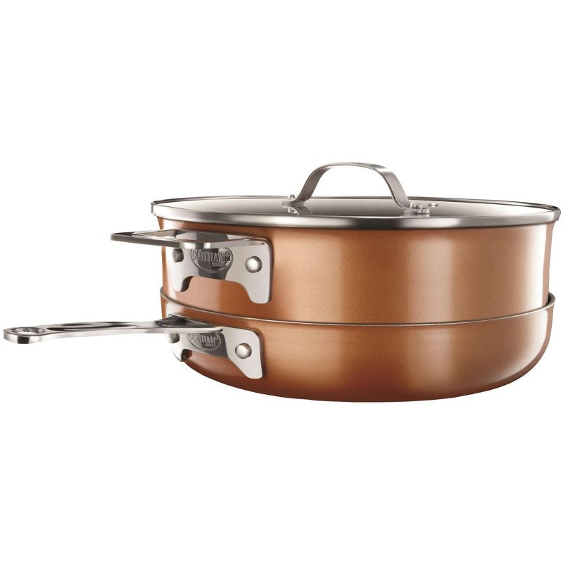 Gotham Steel Stackmaster 8 Piece 7'' and 10'' Copper Space Saving Nonstick Cookware Set, 3 of 7
