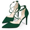 BLISSFUL STEP Women's Pointed Toe Ankle Strap Rhinestone Pumps - 2 of 3