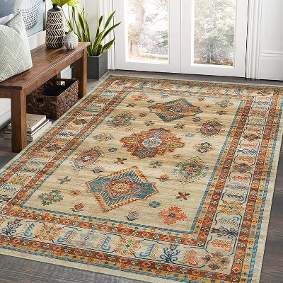 Area Rug Living Room Rug Non Slip Washable Rugs for Bedroom Boho Aesthetic Carpet Stain-Resistant Foldable Thin Floor Cover for Dining Room