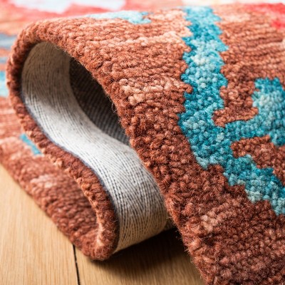 Handmade Red Wool Tribal Pattern Area Rug 5' x 8'