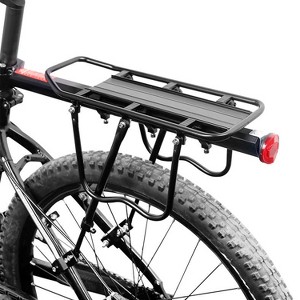 iMountek "Adjustable Bike Cargo Rack with Elastic Cord, Rear Luggage Carrier, 55LBS Load Capacity & Red Reflector"Black - 1 of 4