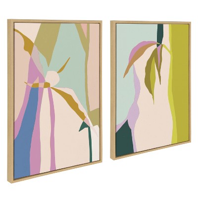 Abstract Canvas Print Set in Natural Frame, 23x33