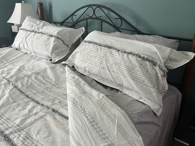 Alicia Full/queen 6pc Cotton Comforter Set Gray/ivory : Target