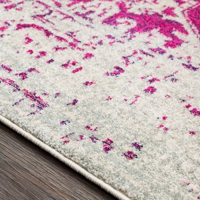 Vibrant Purple and Red Floral Motif Rectangular Rug