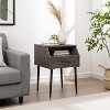 TIRAMISUBEST Slate Grey Contemporary Angled Nightstand-Modern Style with Metal Legs and Open Storage - 3 of 4