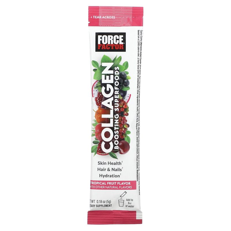 Force Factor Collagen Boosting Superfoods, Tropical Fruit, 20 Stick Packs, 0.18 oz (5 g) Each, 3 of 4