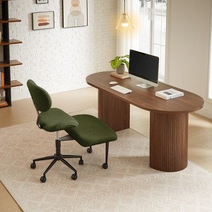 Pinmoco Ergonomic Cross-Legged Swivel Chair, Adjustable PU Leather Meditation Chair - 1 of 4