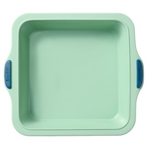 Starfrit 8-In. Silicone Square Cake Pan with Integrated Metal Frame, Sage Green - 1 of 4