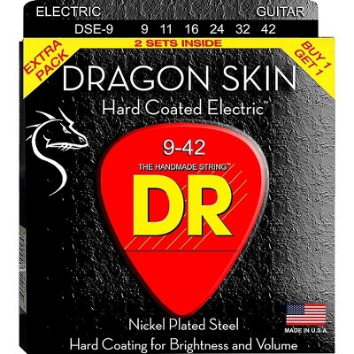 DR Strings Dragon Skin (2 Pack) Light Coated Electric Guitar Strings (9-42)