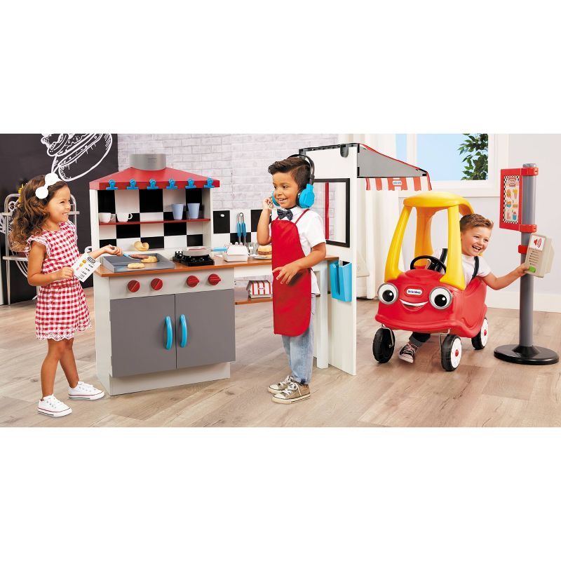 Little Tikes Drive Thru Diner Wooden Pretend Play Kitchen Toy 40pc Accessories for 2 Sided Play, 3 of 11
