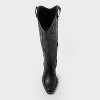 Women’s Kenzie Wide Calf Tall Western Boots with Memory Foam Insole – Wild Fable™ Jet Black 9.5WC: Knee-High, Block Heel - 3 of 4