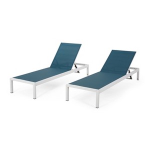 GDFStudio Crested Bay Outdoor Mesh and Aluminum Armless Adjustable Chaise Lounges (Set of 2) - 1 of 4