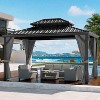 Hardtop 10x12ft Gazebo, Double Roof Canopy with Netting and Curtains - 2 of 4