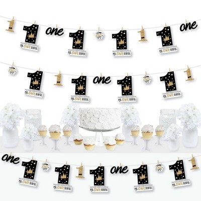 Big Dot of Happiness 1st Birthday Little Mr. Onederful - Boy First Birthday Party DIY Decorations - Clothespin Garland Banner - 44 Pieces
