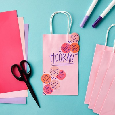 Pink Small Paper Gift Bags with Handles - 25 Pack