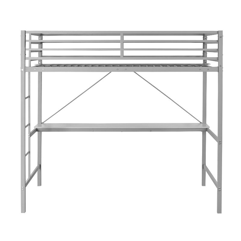 Emma and Oliver Metal Loft Bed Frame with Desk, Protective Guard Rails and Ladder for Kids, Teens and Adults, 3 of 13